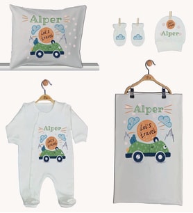 Pia Baby GL 1901-02 İsme Özel Beşli Tulum Set