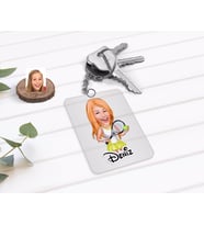BK Gift Kişiye Özel Kadın Tenis Oyuncusu Karikatürlü Şeffaf Pleksi Anahtarlık-2 (Beyaz)