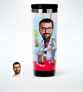 BK Gift Kişiye Özel Bay Kimya Mühendisi Karikatürlü Çelik Termos Bardak  1