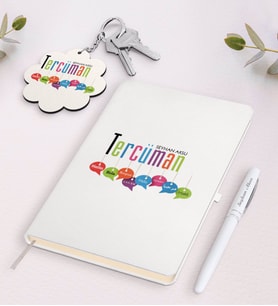 BK Gift Kişiye Özel Tercüman Beyaz Defter Kalem Ve Anahtarlık Hediye Seti (Model 1)