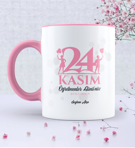 BK Gift Kişiye Özel Öğretmenler Gününüz Kutlu Olsun Pembe Kupa Bardak  2