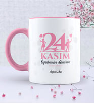 BK Gift Kişiye Özel Öğretmenler Gününüz Kutlu Olsun Pembe Kupa Bardak  2
