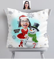 BK Gift Kişiye Özel Yılbaşı Temalı Bayan Karikatürlü  Yastık - 3