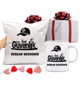 Özel Güvenlik Bardağı ve Yastığı Hediye Seti (Model 1)