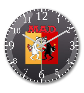 Mad Spy vs Spy Duvar Saati Bombeli Gercek Cam