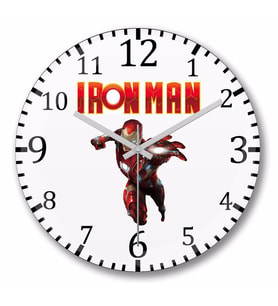 Iron Man    Duvar   Saati Bombeli Gercek Cam