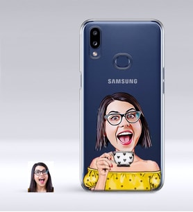 BK Gift Kişiye Özel Bayan Karikatürlü Samsung Galaxy A10s İnce Şeffaf Silikon Telefon Kapağı-48 (Beyaz)