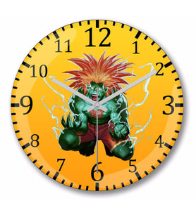 Street  Fighter Blanka Duvar Saati Bombeli Gercek Cam