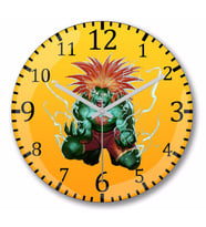Street  Fighter Blanka Duvar Saati Bombeli Gercek Cam