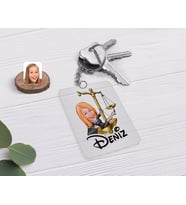 BK Gift Kişiye Özel Kadın Avukat Karikatürlü Şeffaf Pleksi Anahtarlık-3 (Beyaz)