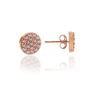 Söğütlü Silver Gümüş rose zirkon taşlı mini yuvarlak küpe
