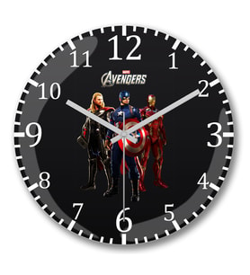 Avengers Os Vingadores Duvar Saati Bombeli Gercek Cam