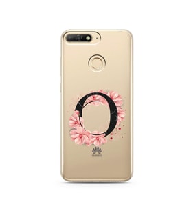 Pembe Çiçekli Harf Tasarım Süper Şeffaf Silikon Telefon Kılıfı Huawei Y6 Prime 2