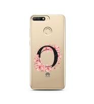 Pembe Çiçekli Harf Tasarım Süper Şeffaf Silikon Telefon Kılıfı Huawei Y6 Prime 2