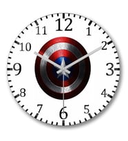 Captain America Duvar Saati Bombeli Gercek Cam