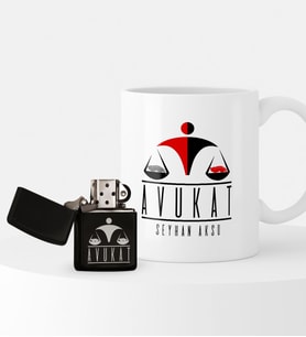 BK Gift Kişiye Özel Avukat Temalı Çakmak ve Kupa Hediye Seti - 8