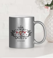 BK Gift Kişiye Özel Yılın En İyi Dostu Gümüş Yaldızlı Kupa Bardak
