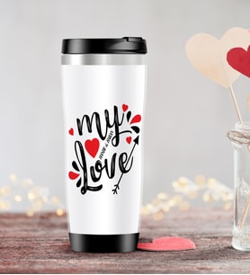 BK Gift Kişiye Özel Sevgililer Günü Temalı Çelik Termos Bardak - 81