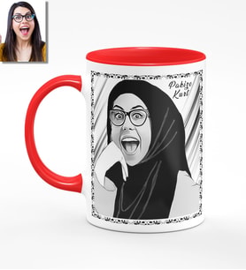 BK Gift Kişiye Özel Türbanlı Karikatürlü Kırmızı Kupa Bardak 40k708