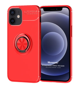 Microsonic Apple iPhone 12 Mini Kılıf Kickstand Ring Holder Kırmızı