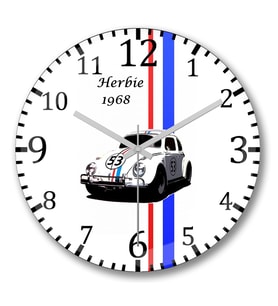Herbie 1968 Araba Duvar Saati Bombeli Gercek Cam