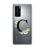 Papatya Harf Tasarım Süper Şeffaf Silikon Telefon Kılıfı Huawei P40 C-Harfi