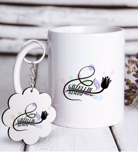 BK Gift Kişiye Özel Mesleki Güzellik Uzmanı Beyaz Kupa ve Anahtarlık Hediye Seti-1 (Model 1)