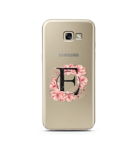 Pembe Çiçekli Harf Tasarım Süper Şeffaf Silikon Telefon Kılıfı Samsung A5 (2017)