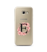 Pembe Çiçekli Harf Tasarım Süper Şeffaf Silikon Telefon Kılıfı Samsung A5 (2017)