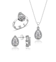 Swarovski Taşlı " DAMLA " Model Tasarım Gümüş Set