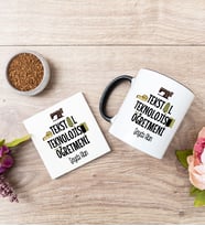 Tekstil Teknolojisi Öğretmeni Siyah Kupa Bardak Ve Bardak Altlığı Seti