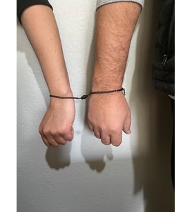 Siyah Mıknatıslı Zincir Çift Sevgili Bilekliği