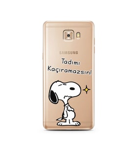Snoopy Tasarımlı Süper Şeffaf Silikon Telefon Kılıfı Samsung C9 Pro