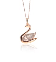Söğütlü Silver Gümüş rose kuğu kolye
