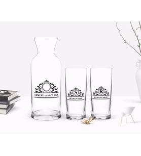 BK Gift Kişiye Özel Renkli Baskılı İsimli İkili Rakı Bardağı ve Karaf Hediye Seti-12 (Model 1)