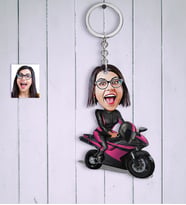 BK Gift Kişiye Özel Bayan Motorcu Karikatür Anahtarlık