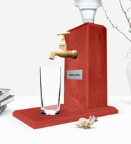 BK Gift Kişiye Özel Musluklu Doğal Ahşap Rakı Standı - Kırmızı