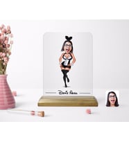 BK Gift Kişiye Özel Tavşan Kız Karikatürlü Ahşap Standlı Çerçeve (Beyaz)
