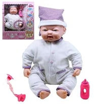 Vardem Gerçek Yüz Mimikli Pıtırcık Bebek Beyaz-Mor JL-3651