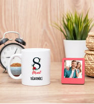 Kadınlar Gününe Özel Beyaz Kupa Bardak ve Kırmızı Mini Fotoğraf Çerçevesi