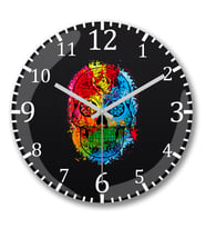 Caveira Fun Skull 2 Duvar Saati Bombeli Gercek Cam