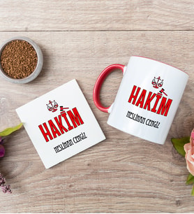 Hakim Kırmızı Kupa Bardak Ve Bardak Altlığı Seti