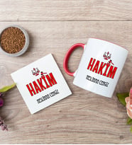 Hakim Kırmızı Kupa Bardak Ve Bardak Altlığı Seti