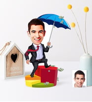 BK Gift Kişiye Özel Bay Broker Karikatür Ahşap Biblo  1