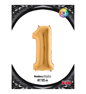 1 Rakam Altın Folyo Balon 102 cm (40 inch)
