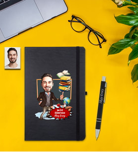 Kişiye Özel Öğretmenler  Günü Karikatür Siyah Defter & Kalem Set