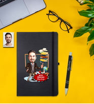 Kişiye Özel Öğretmenler  Günü Karikatür Siyah Defter & Kalem Set