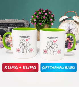 İkili Sen Başıma Gelen En Güzel Şeysin Sevgililer Günü Hediyesi Kupa Bardak Yeşil