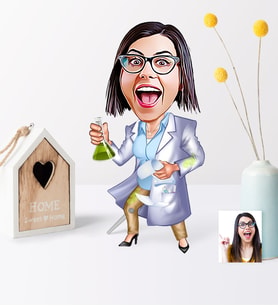 BK Gift Kişiye Özel Bayan Kimya Mühendisi Karikatür Ahşap Biblo  1