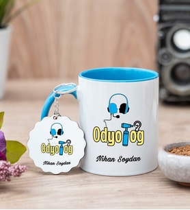 Odyolog Mavi Kupa Bardak Ve Anahtarlık Set